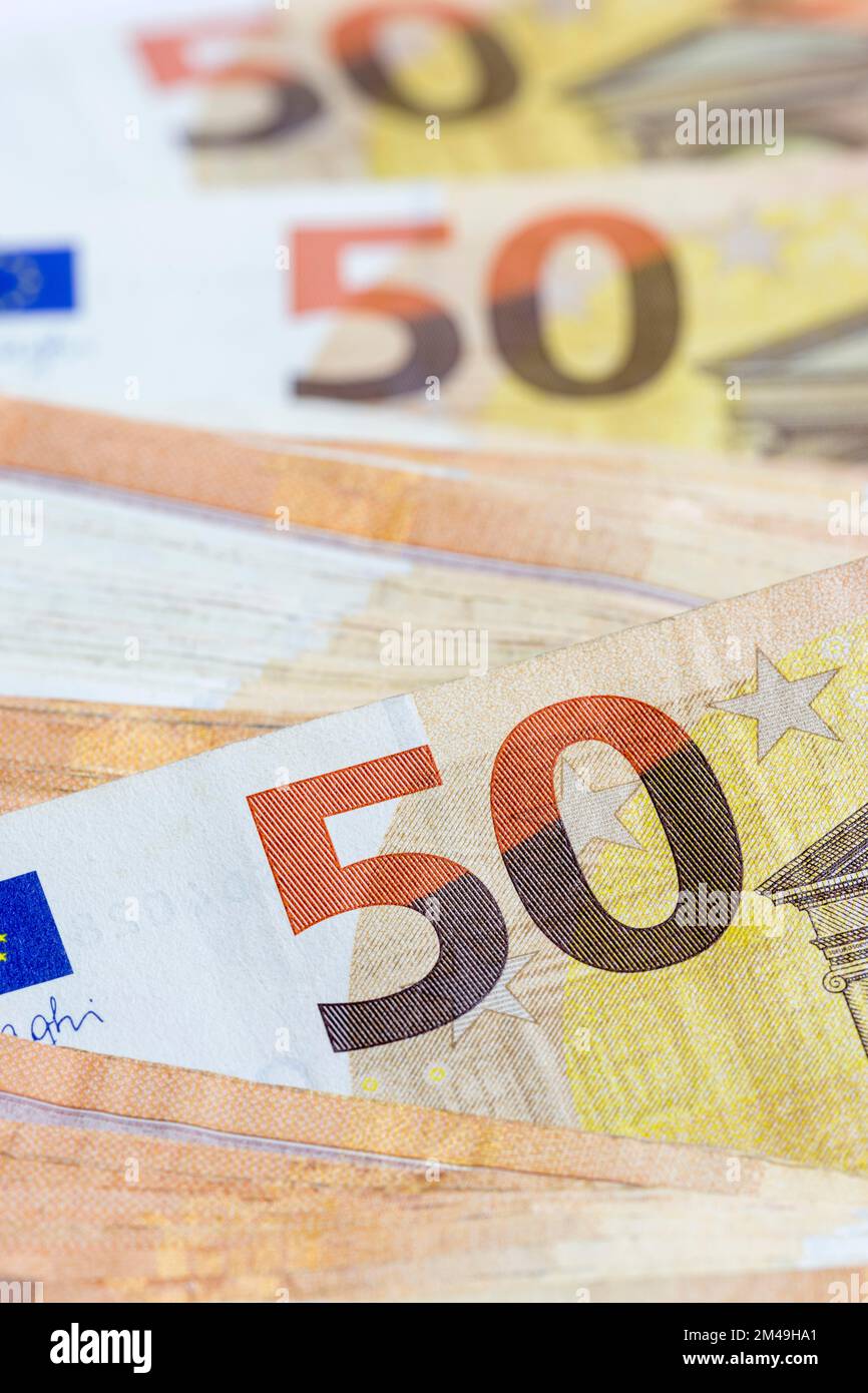 Banconote, banconote, banconote da 50 euro Foto Stock