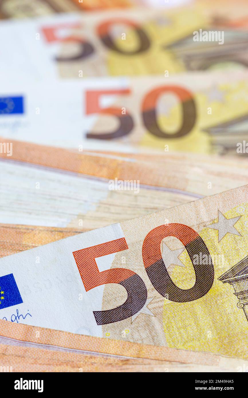 Banconote, banconote, banconote da 50 euro Foto Stock