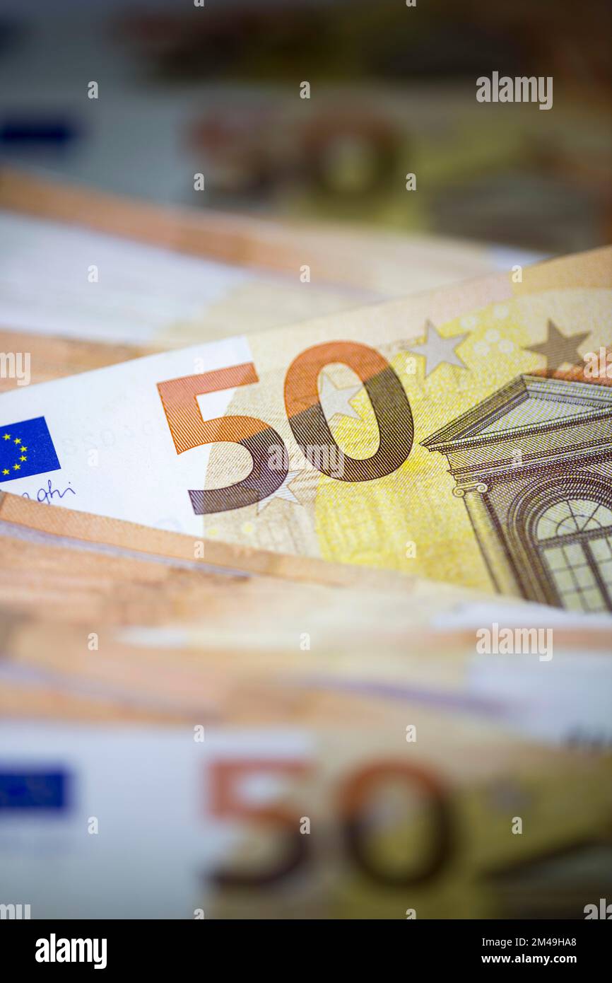 Banconote, banconote, banconote da 50 euro Foto Stock