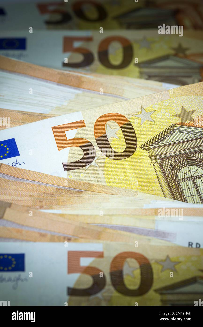 Banconote, banconote, banconote da 50 euro Foto Stock