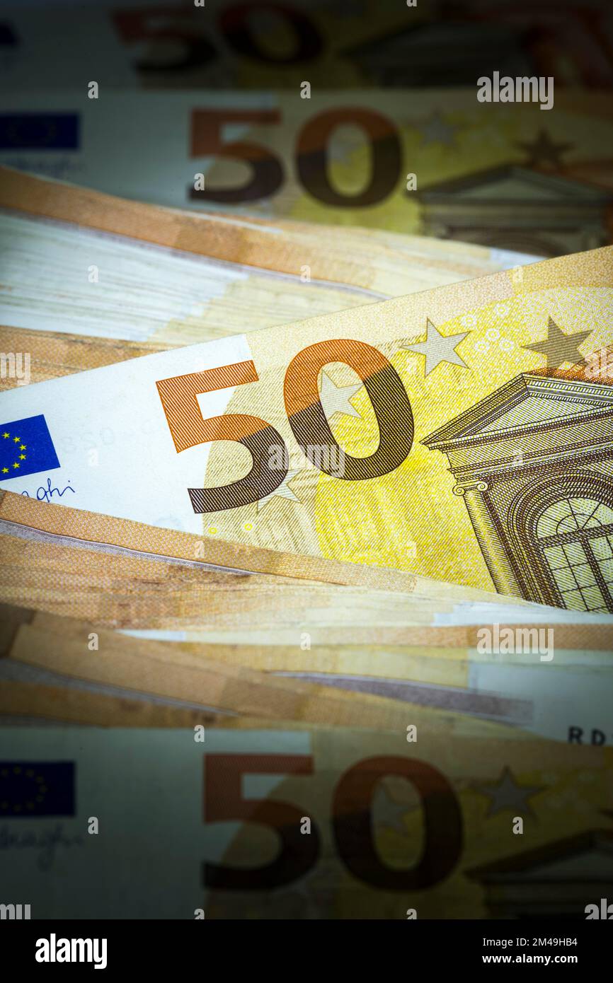 Banconote, banconote, banconote da 50 euro Foto Stock