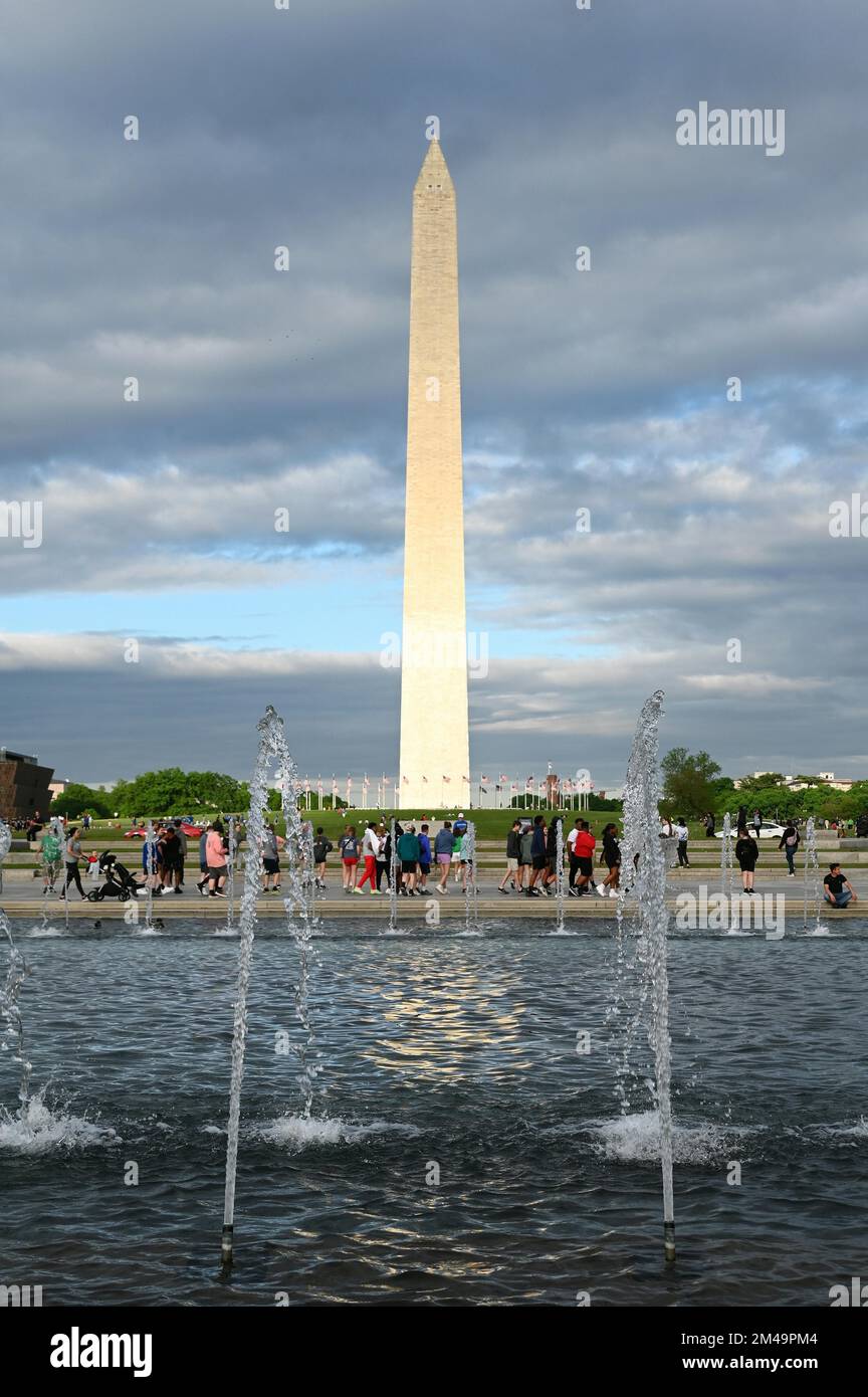 Washington Monument on the National Mall, Washington DC, Stati Uniti d'America Foto Stock