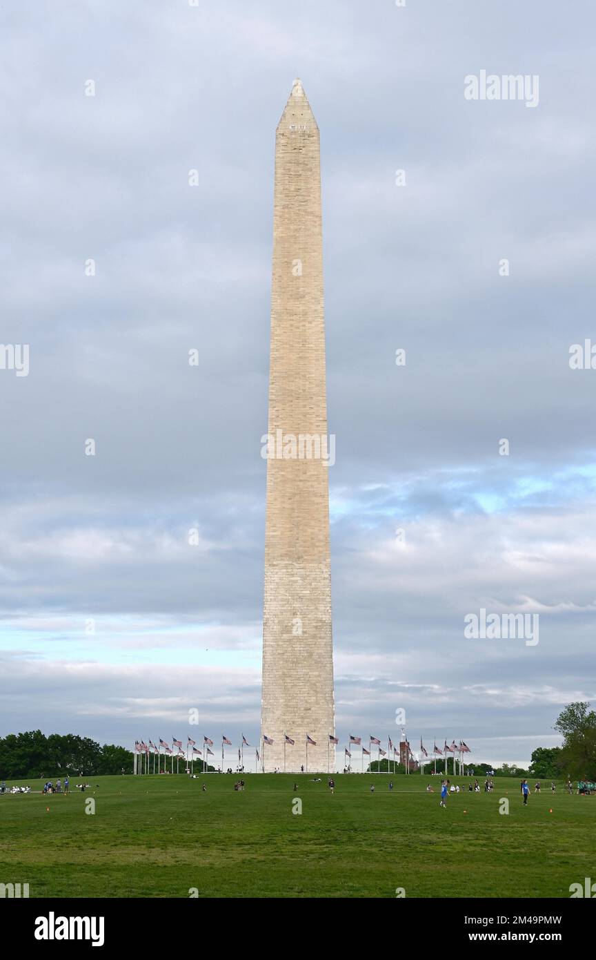 Washington Monument on the National Mall, Washington DC, Stati Uniti d'America Foto Stock