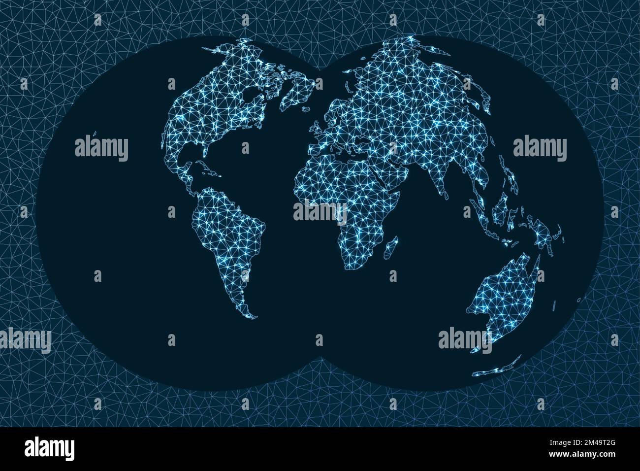 Immagine della rete globale. Proiezione Nicolosi. Rete mondiale. Mappa delle connessioni creative. Illustrazione vettoriale. Illustrazione Vettoriale
