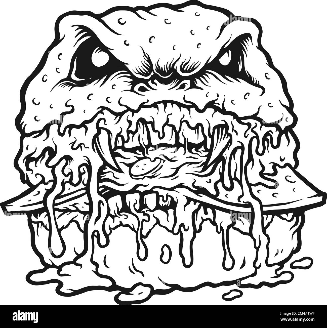 Zombie Food Hamburger Silhouette illustrazioni vettoriali per il tuo logo di lavoro, t-shirt merchandise, adesivi e disegni di etichette, poster, biglietti d'auguri Illustrazione Vettoriale