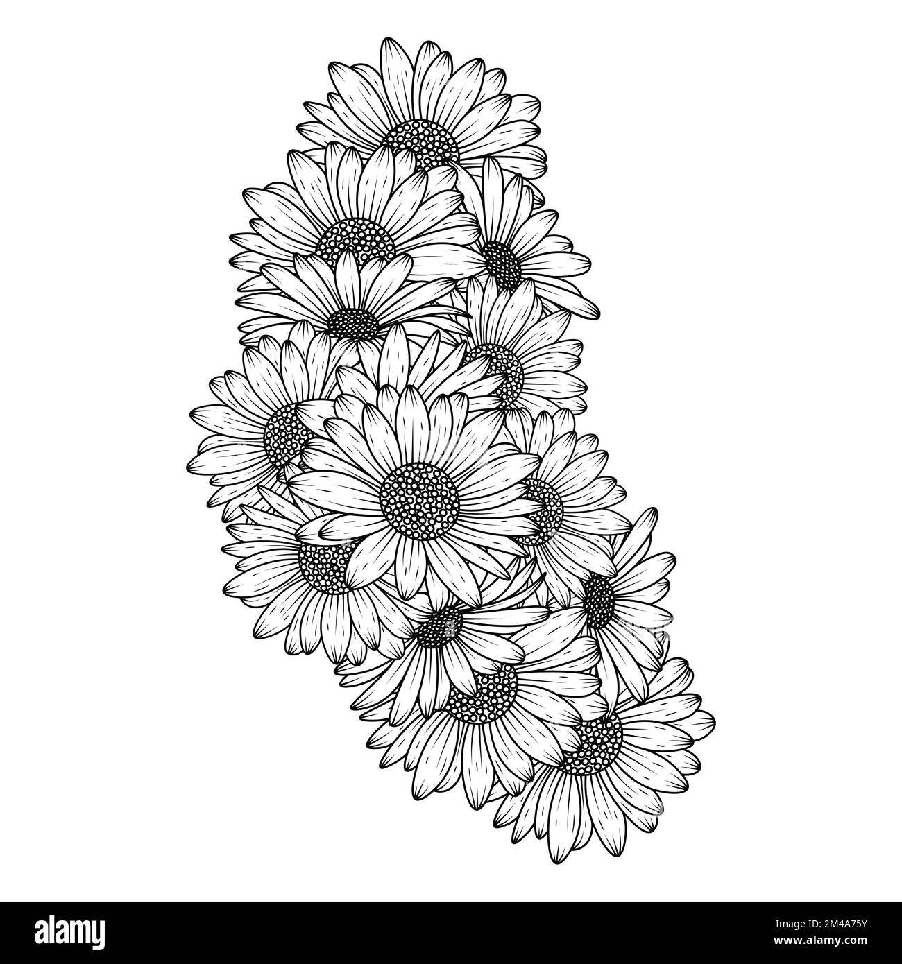 daisy fiore zen doodle art design in dettaglio clip art grafica vettoriale e bella fiori linea disegno colorazione pagina Illustrazione Vettoriale