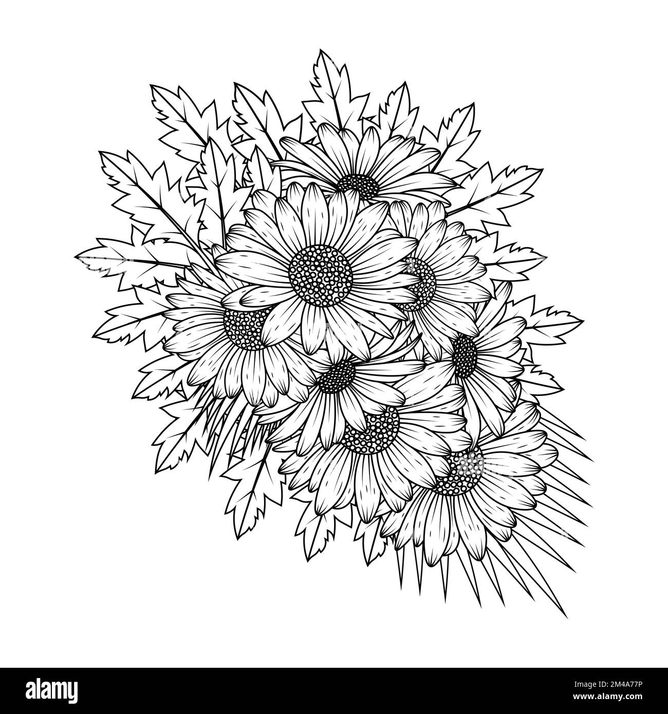 daisy fiore zen doodle art design in dettaglio clip art grafica vettoriale e bella fiori linea disegno colorazione pagina Illustrazione Vettoriale