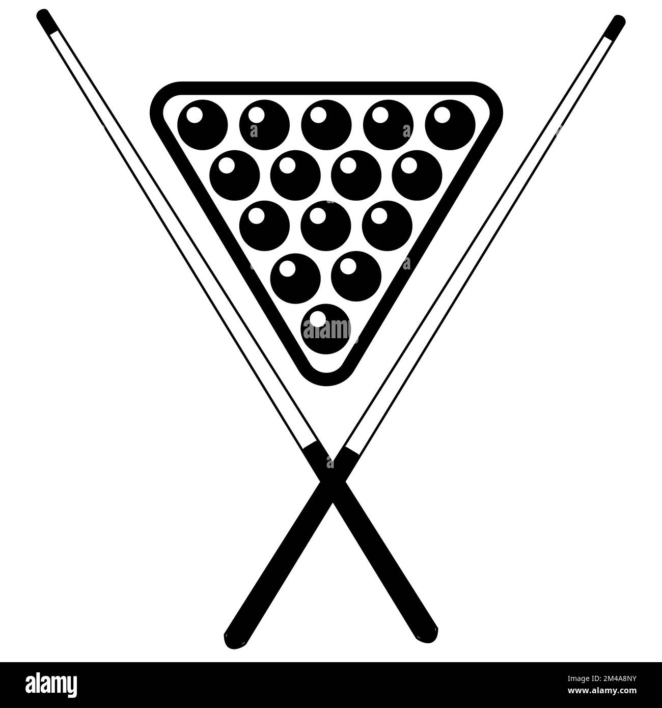 L'icona del biliardo su sfondo bianco. Simbolo del gioco. Barili incrociati e pool ball set. Simbolo pool. stile piatto. Foto Stock