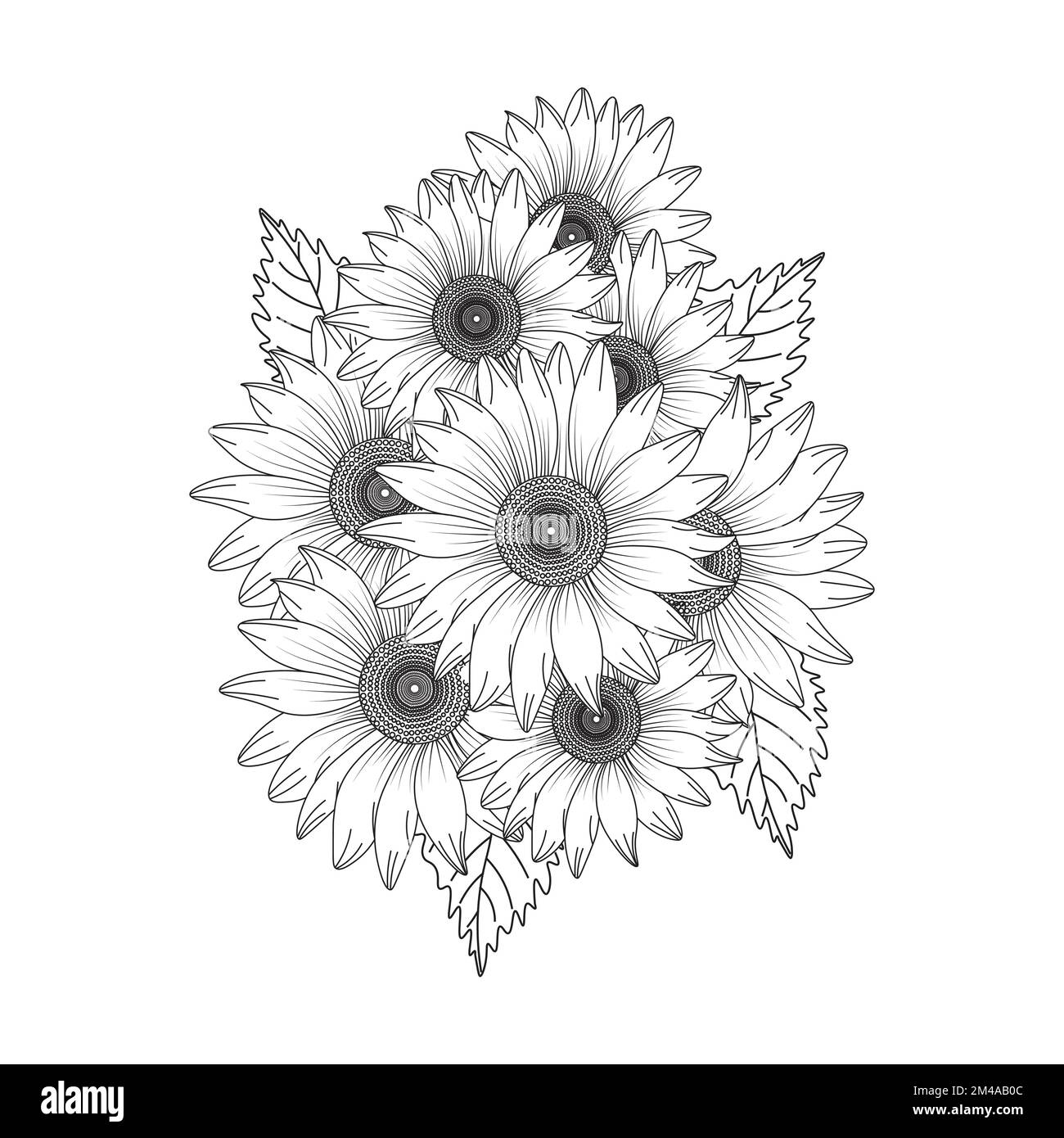 disegno floreale daisy in grafica vettoriale dettagliata e bella pagina di colorazione fiori Illustrazione Vettoriale