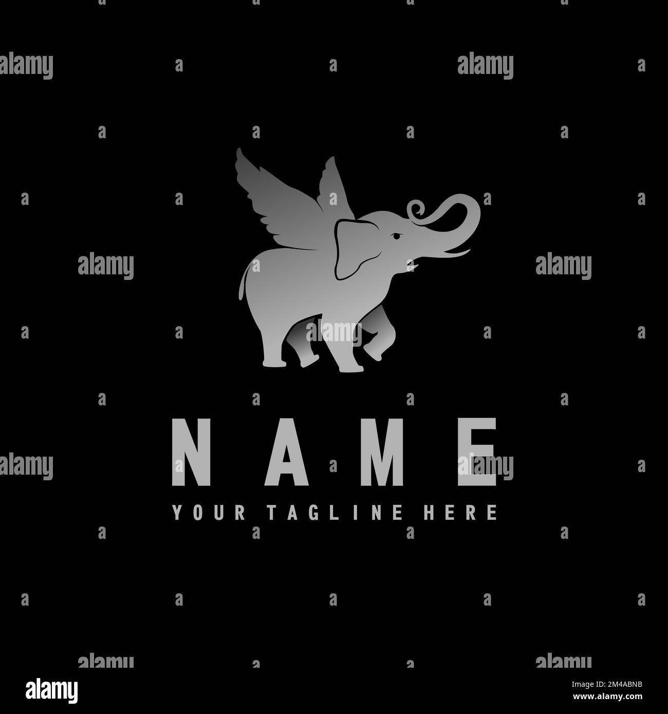 elephant con ali immagine icona grafica logo disegno astratto concetto vettore stock. Può essere utilizzato come simbolo relativo a animali mitologici o bambini Illustrazione Vettoriale