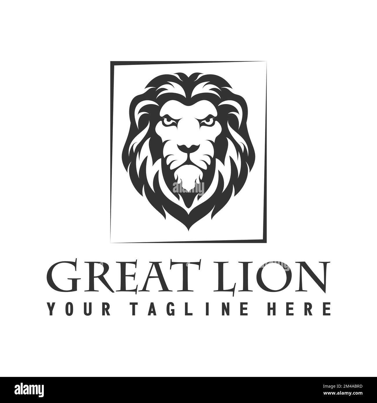 Testa leone unica con immagine molto feroce icona grafica logo design astratto concetto stock vettoriale. Può essere utilizzato come simbolo relativo all'animale. Illustrazione Vettoriale