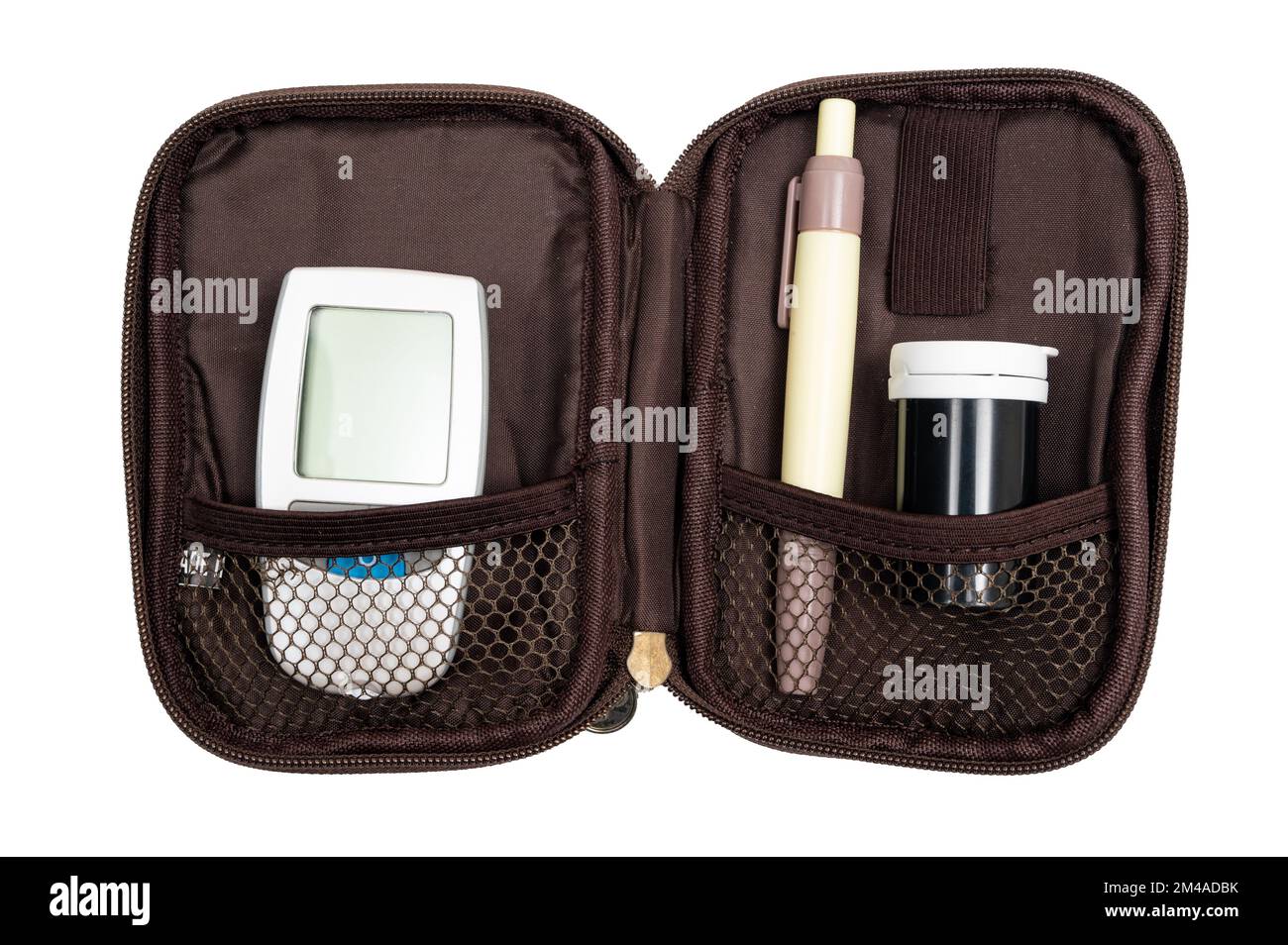 Il kit per diabetici con il misuratore e strisce di prova, lance Foto stock  - Alamy