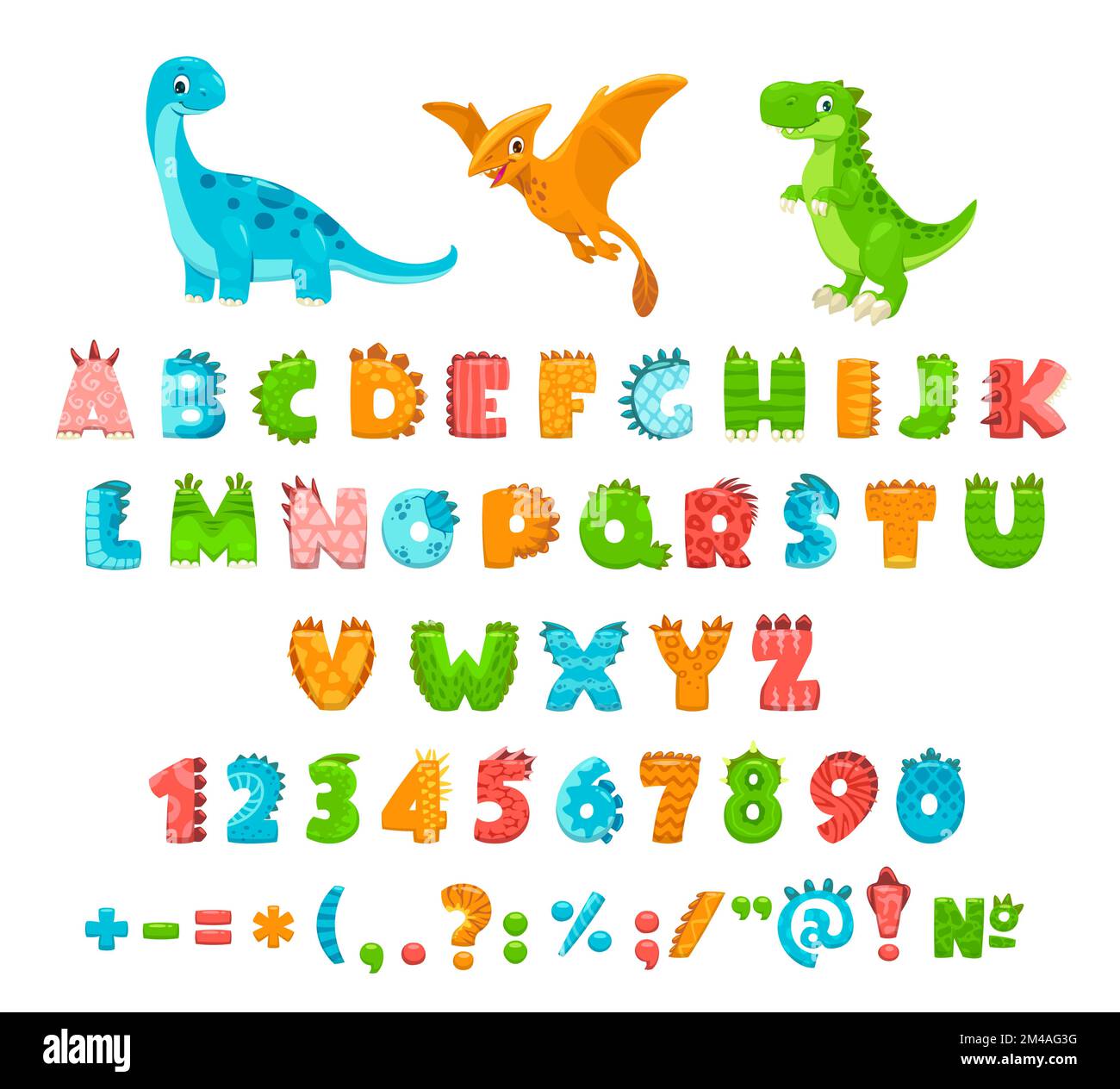 Lettere colorate con divertenti personaggi dei cartoni animati