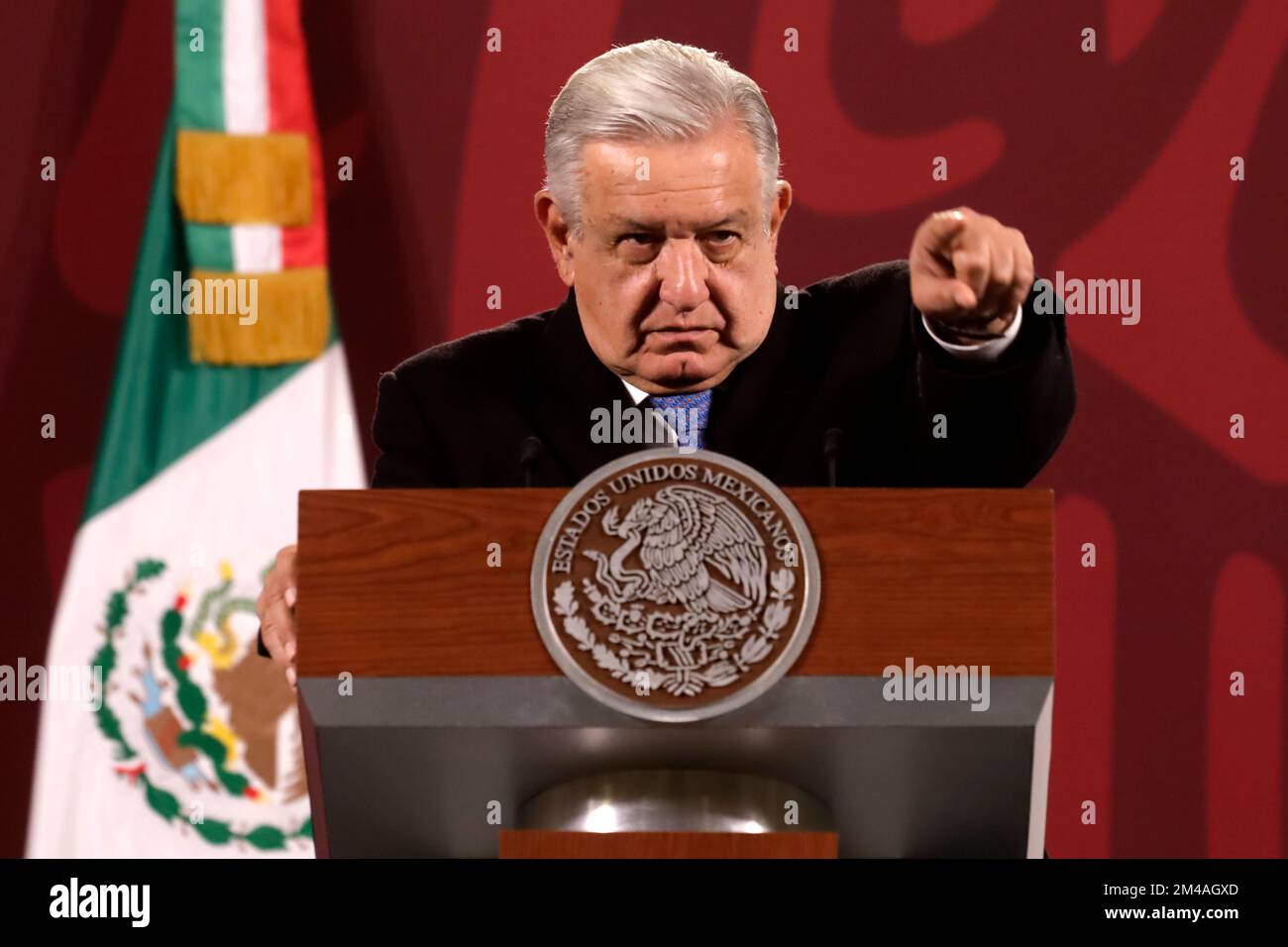 Non esclusivo: 19 dicembre 2022, Città del Messico, Messico: Il presidente messicano Andres Manuel Lopez Obrador durante una conferenza prima dei giornalisti al Natio Foto Stock