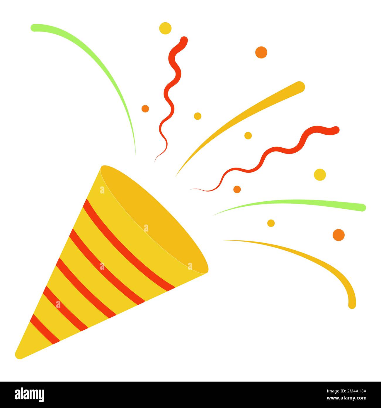 Icona party popper confetti, logo con logo del firecracker emoticon, grafica compleanno di natale Illustrazione Vettoriale