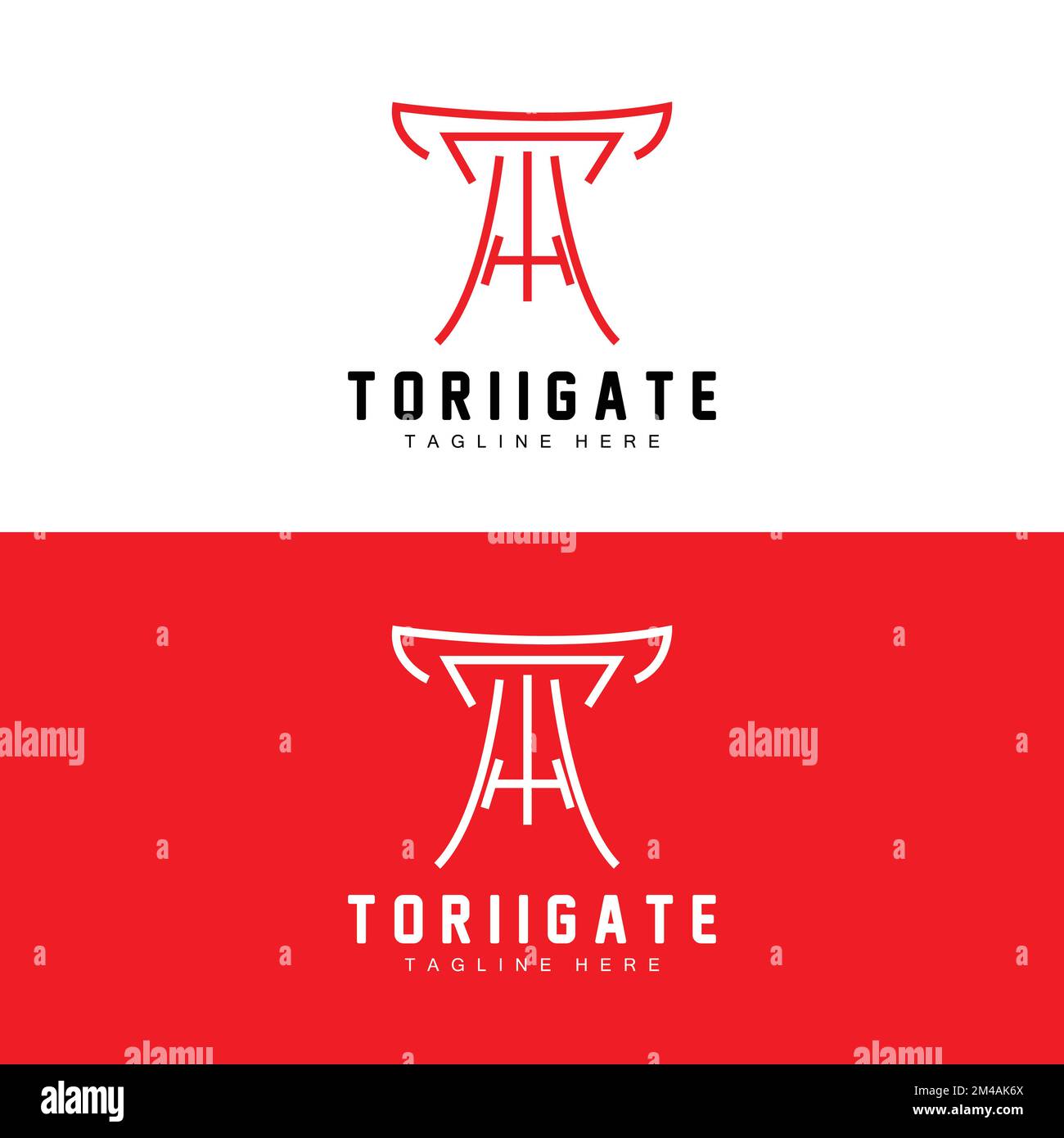 Logo Torii Gate, vettore icona Portale Storia Giapponese, Illustrazione Cinese, modello di marchio di Azienda di Design in legno Illustrazione Vettoriale