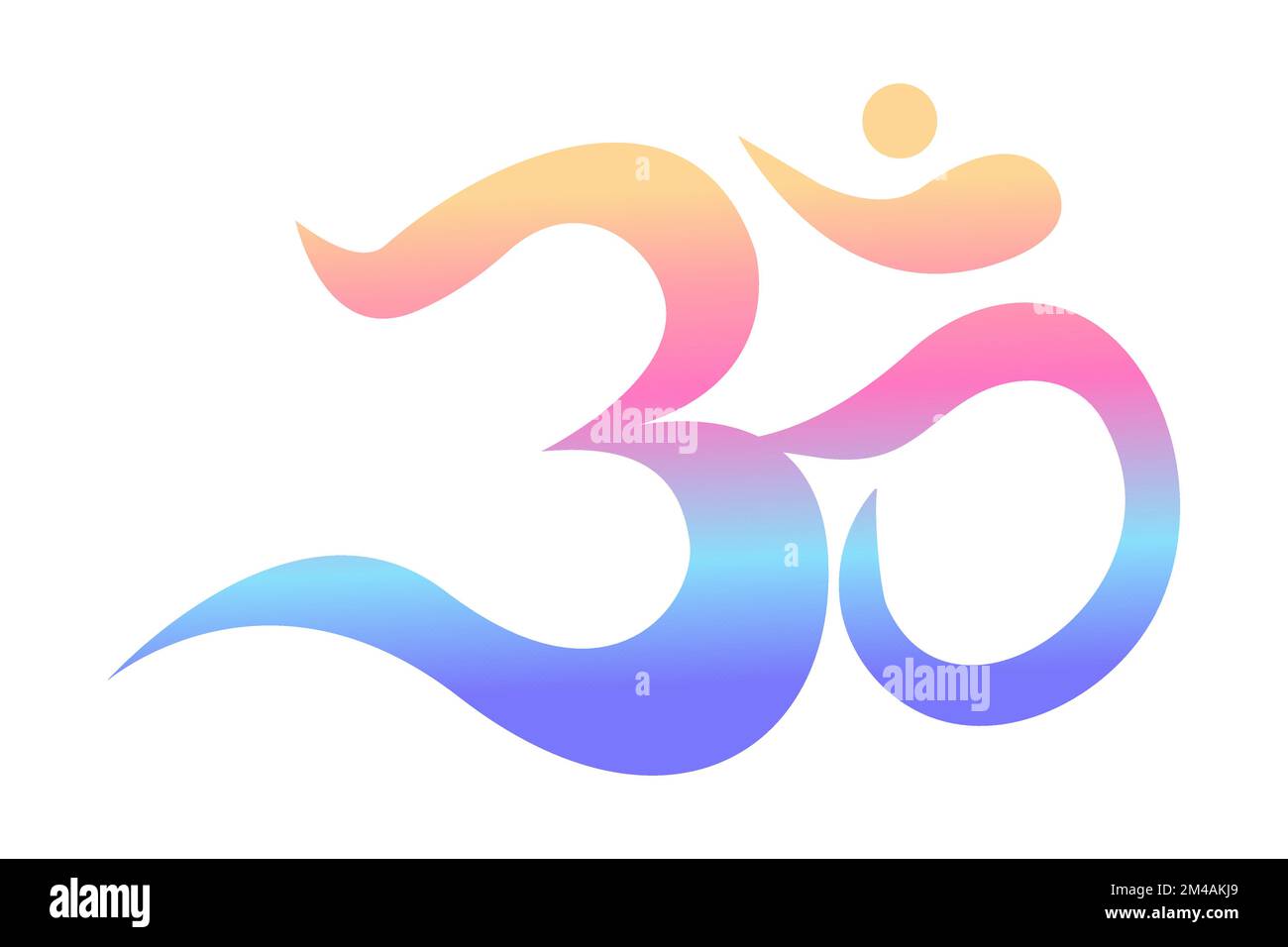 OM, aum colorato simbolo dell'induismo, segno isolato su sfondo bianco. . Illustrazione vettoriale Illustrazione Vettoriale