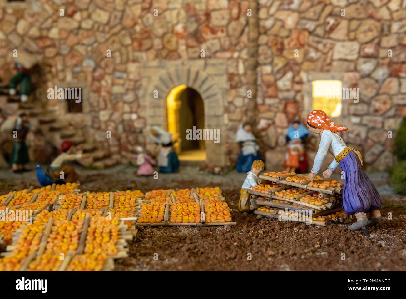 Figure di una presepe cristiana cattolica sull'isola di Maiorca, Spagna Foto Stock