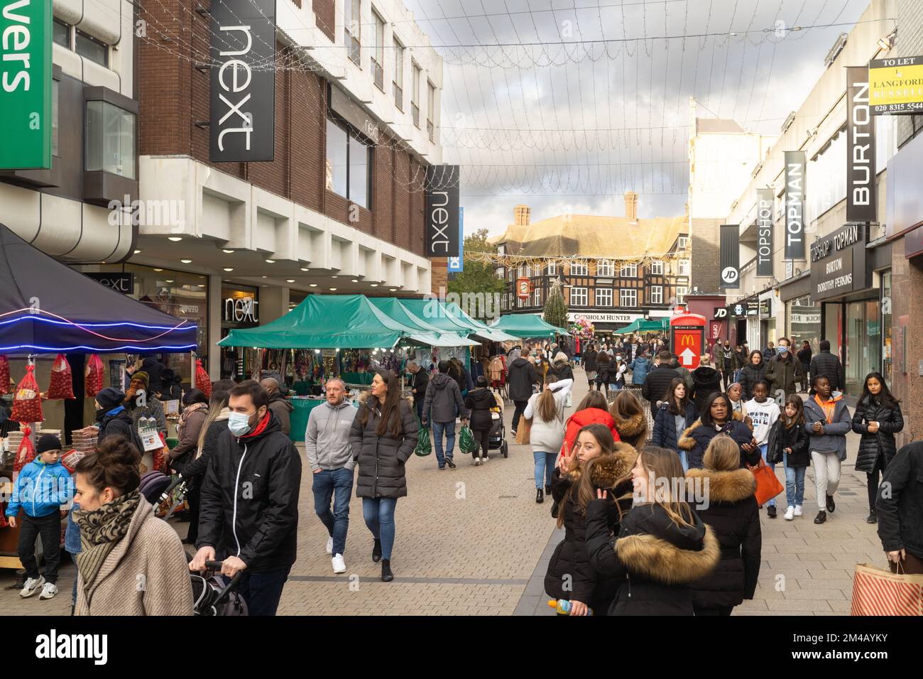 Fiera di Natale a Bromley High Street, Londra Foto Stock