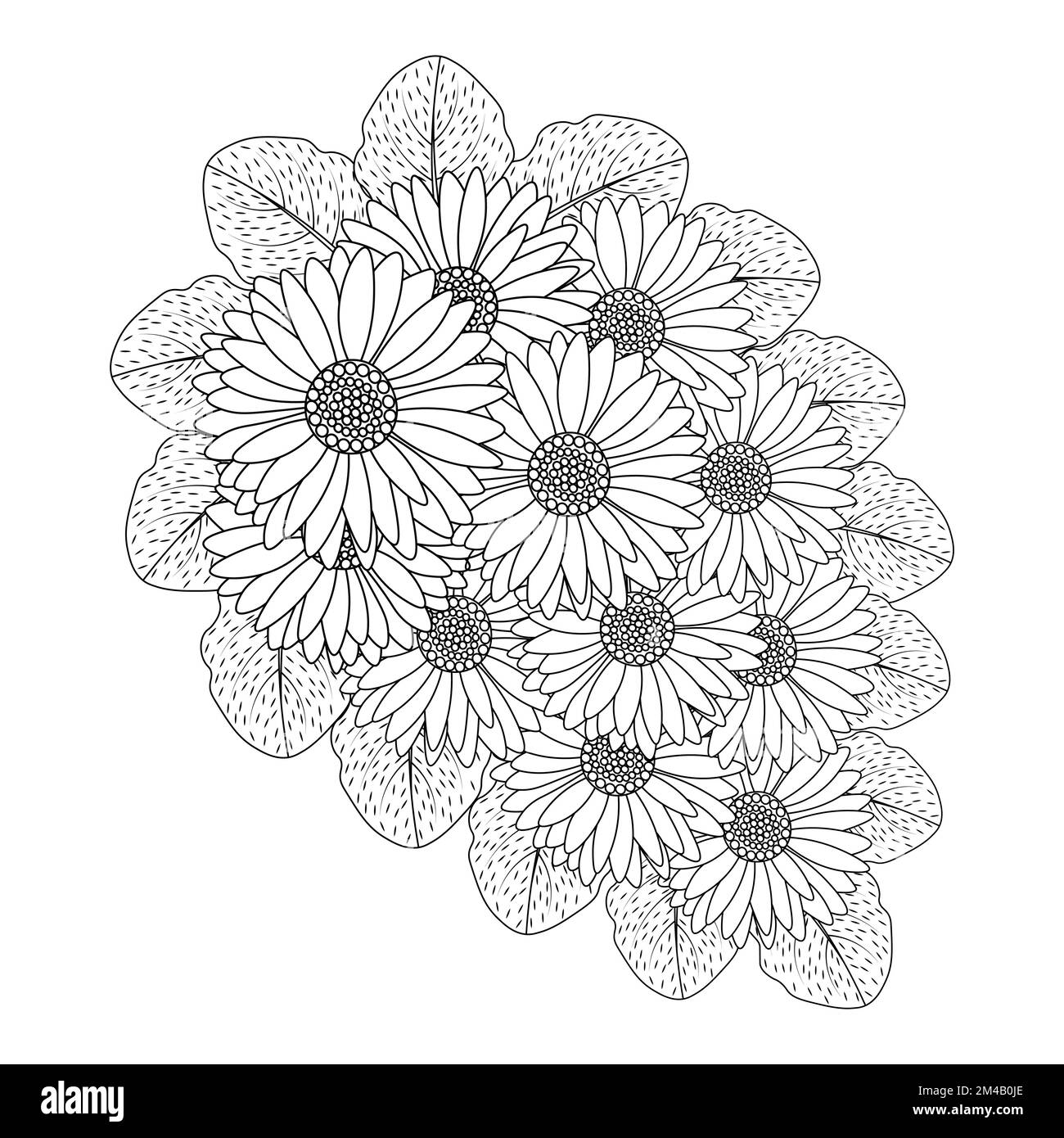 design della pagina per colorare i fiori di camomilla e margherita con grafica vettoriale dettagliata Illustrazione Vettoriale