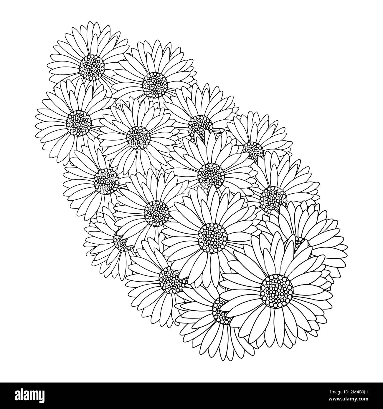design della pagina per colorare i fiori di camomilla e margherita con grafica vettoriale dettagliata Illustrazione Vettoriale