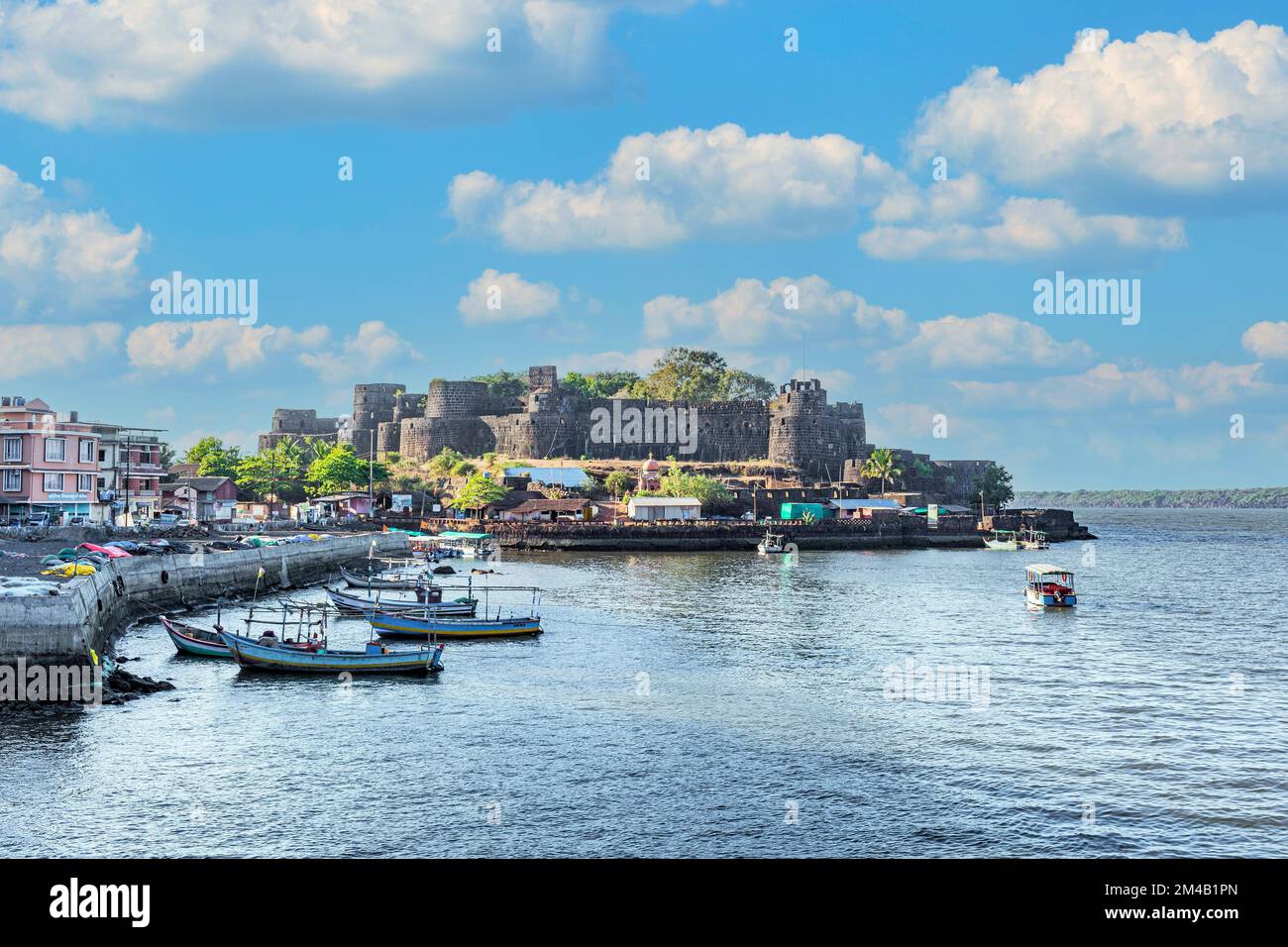 Vijaydurg Fort, Konkan, distretto di Sindhudurg, Maharashtra, India, forti indiani Foto Stock