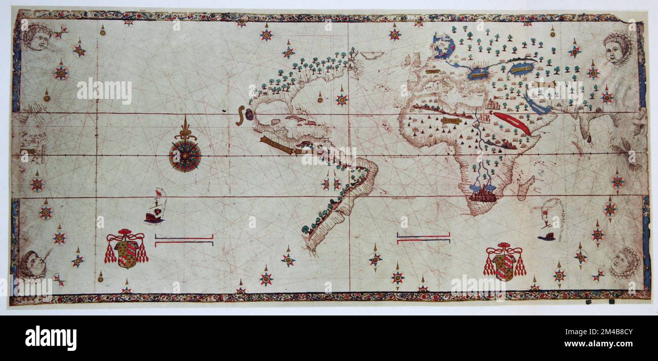 Planisfero di Italiano Said Said Salviati Nautical Chart, 1526-27 Foto Stock