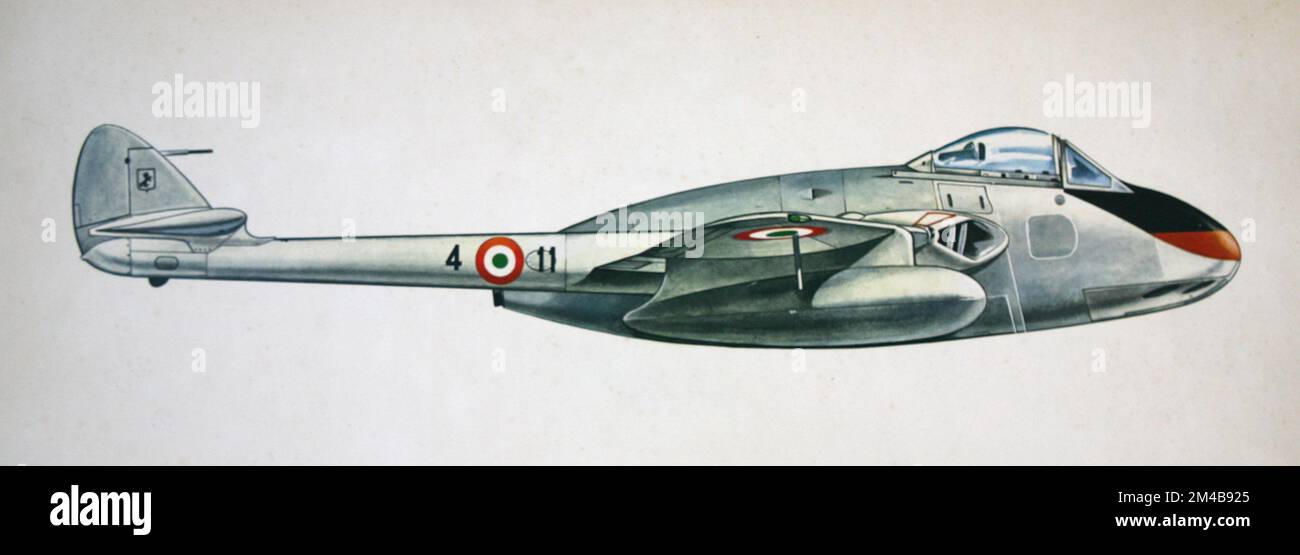 Disegno dell'aereo da combattimento de Havilland DH.100 Vampire, 1940s Foto Stock
