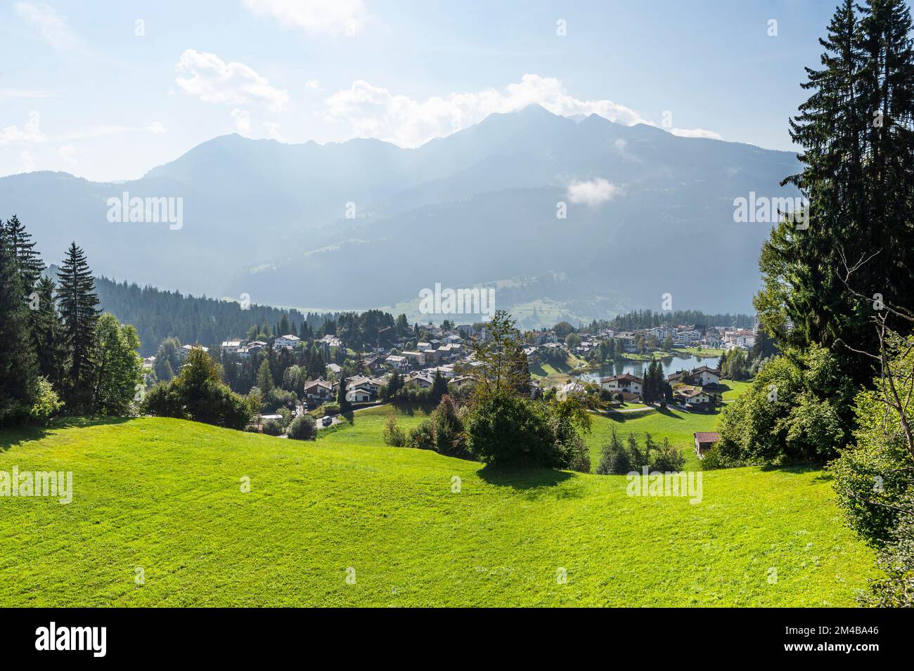 laax dorf wiew, laax, svizzera Foto Stock