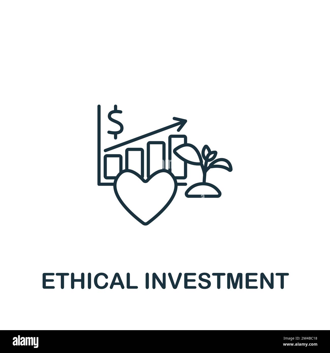 Icona investimenti etici. Icona criterio semplice monocromatico per modelli, progettazione Web e infografica Illustrazione Vettoriale