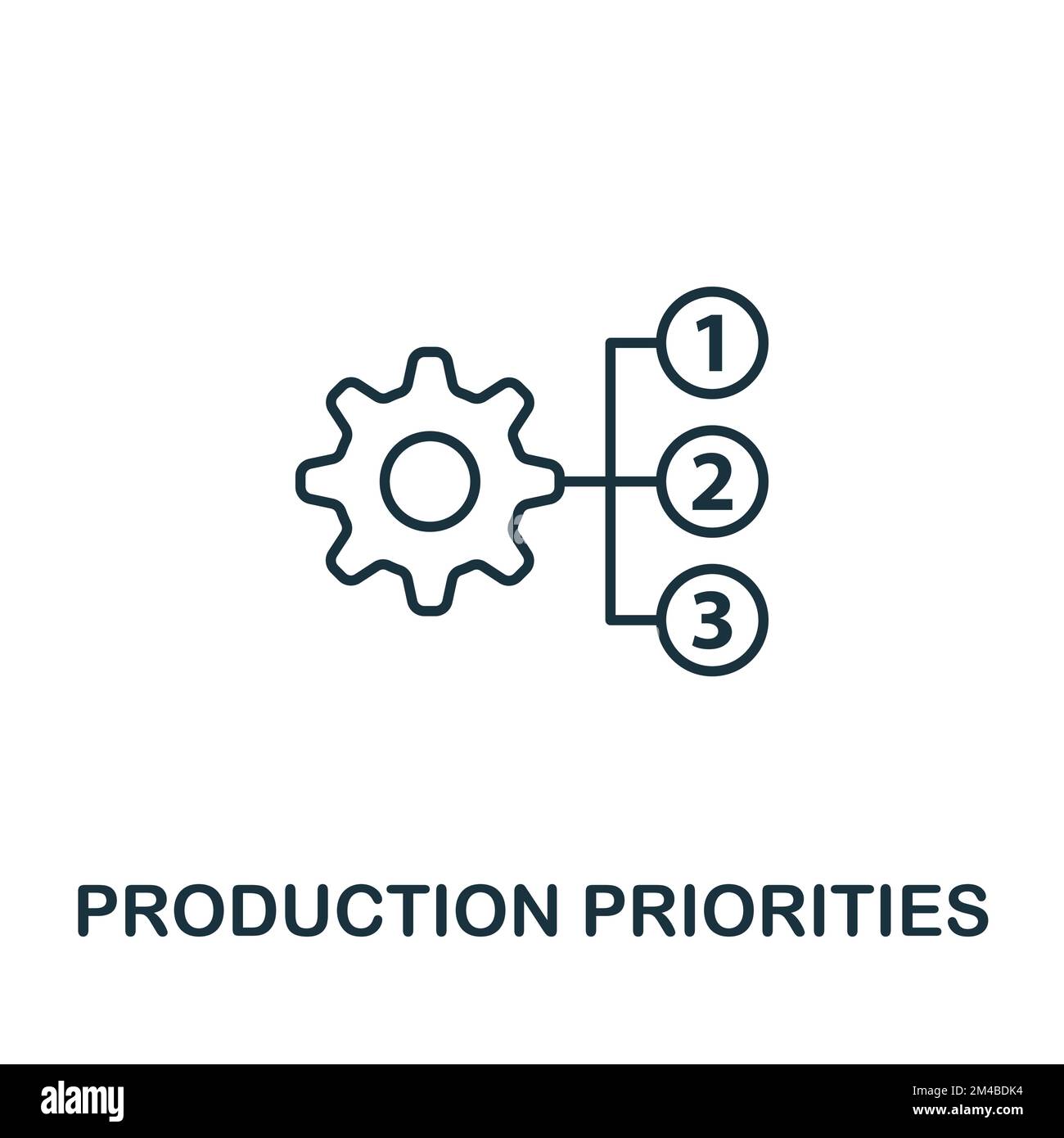 Icona delle priorità di produzione. Icona monocromatica Simple Product Management per modelli, web design e infografiche Illustrazione Vettoriale