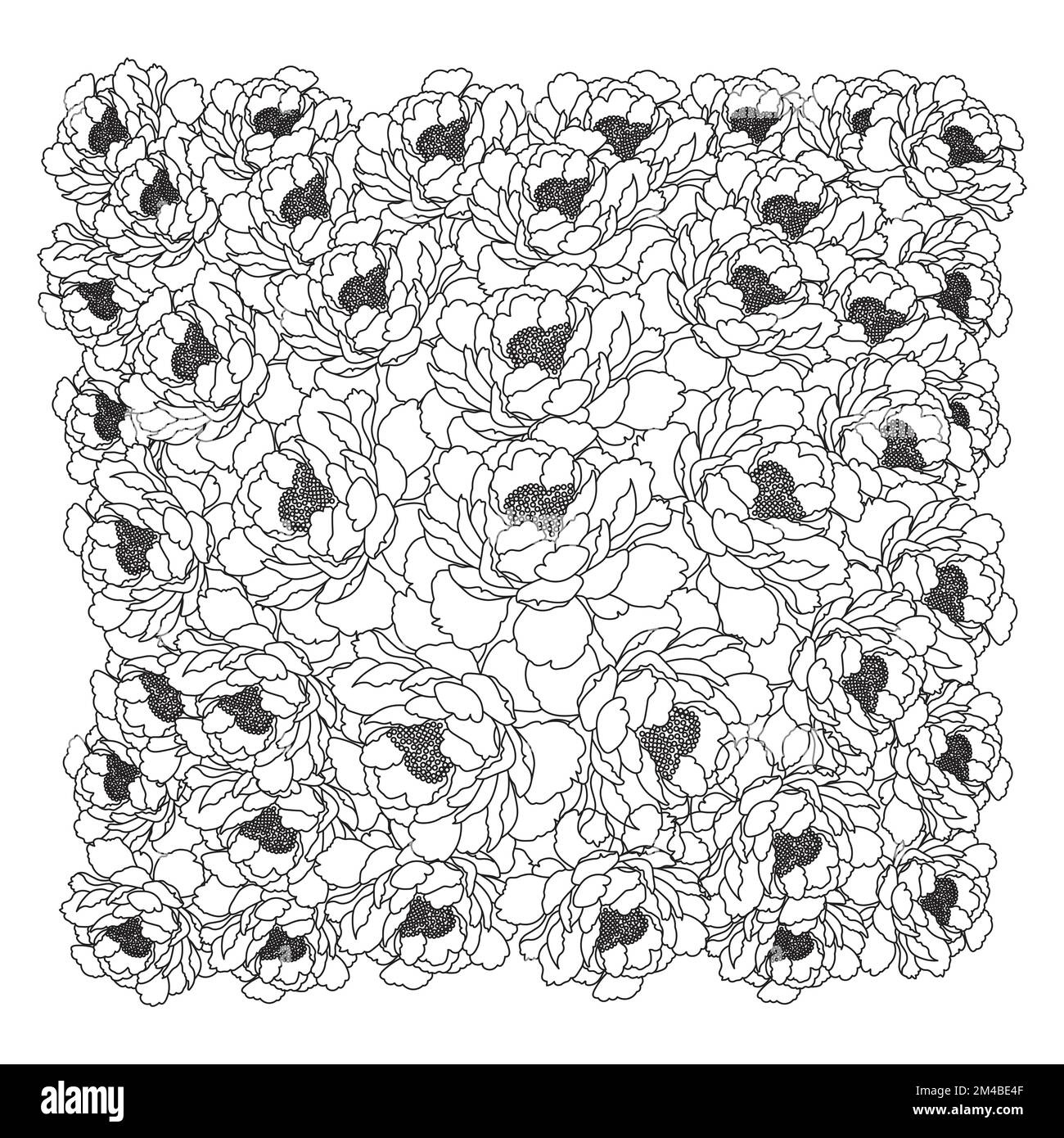 fiore colorazione pagina disegno a mano linea arte di fiore nero con disegno decorativo per la stampa Illustrazione Vettoriale