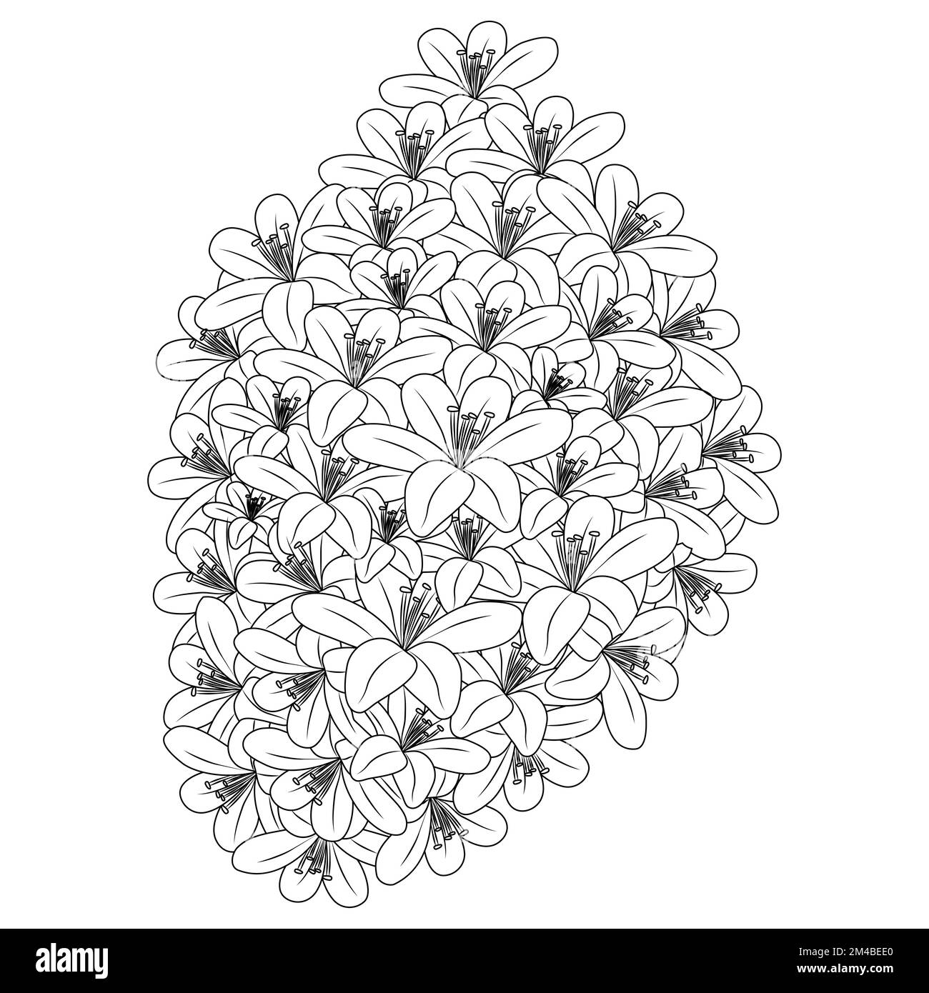 fiore colorazione pagina disegno a mano linea arte di fiore nero con disegno decorativo per la stampa Illustrazione Vettoriale