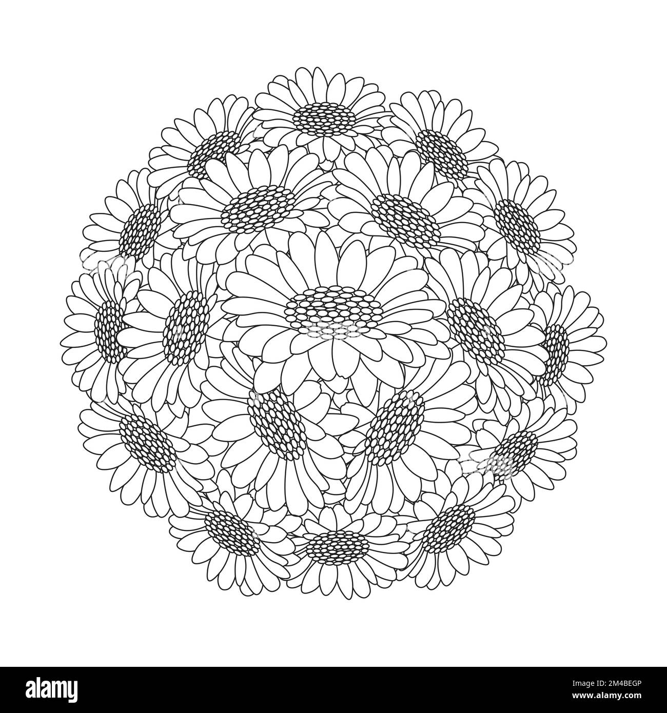 fiore colorazione pagina disegno a mano linea arte di fiore nero con disegno decorativo per la stampa Illustrazione Vettoriale