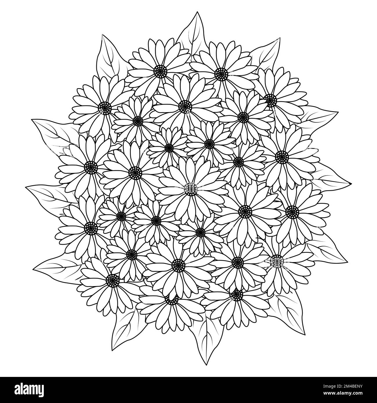 fiore colorazione pagina disegno a mano linea arte di fiore nero con disegno decorativo per la stampa Illustrazione Vettoriale