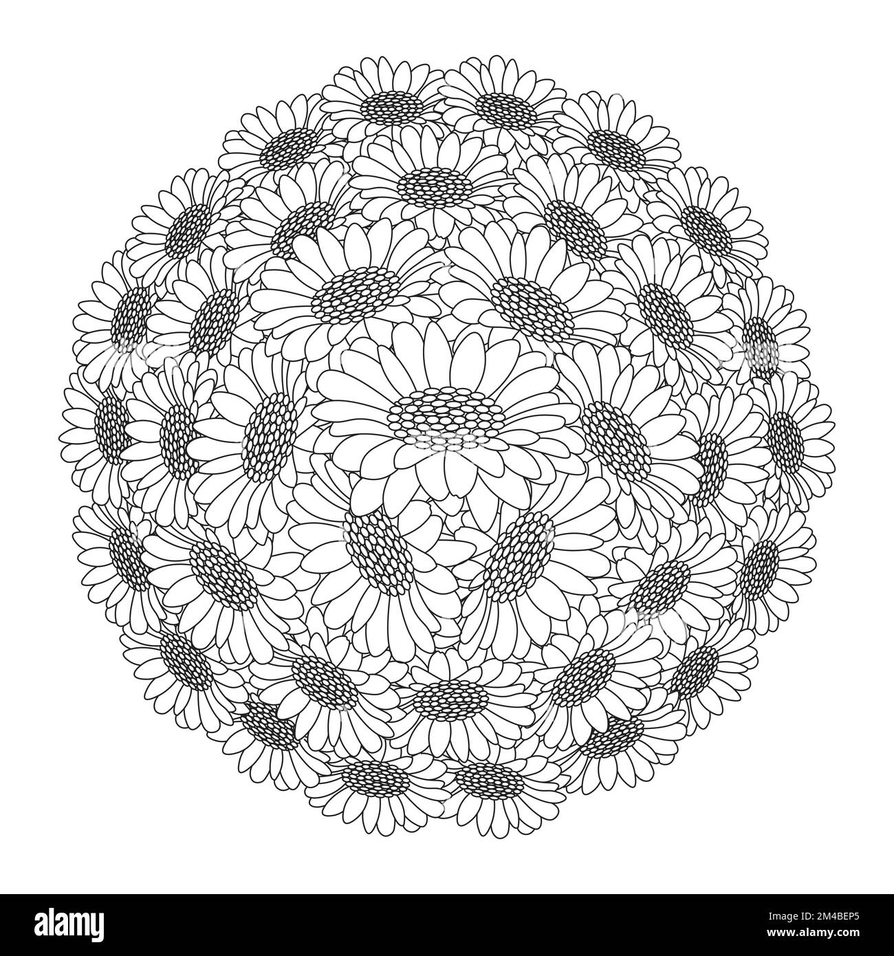 fiore colorazione pagina disegno a mano linea arte di fiore nero con disegno decorativo per la stampa Illustrazione Vettoriale