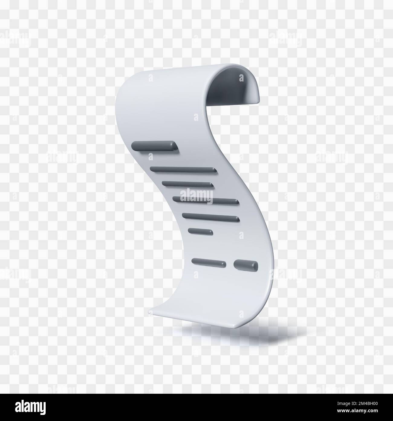 Assegno di pagamento 3D. Fattura finanziaria d'acquisto. Ricevuta in stile cartone animato realistico. Illustrazione vettoriale isolata su sfondo trasparente Illustrazione Vettoriale