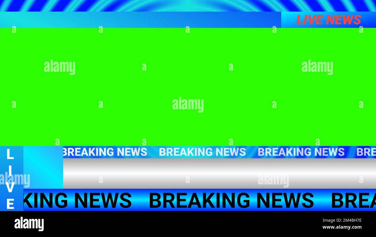 news logo, notizie dal vivo e notizie eventi testo spazio illustrazione immagine. Sfondo delle notizie sullo schermo verde. Foto Stock