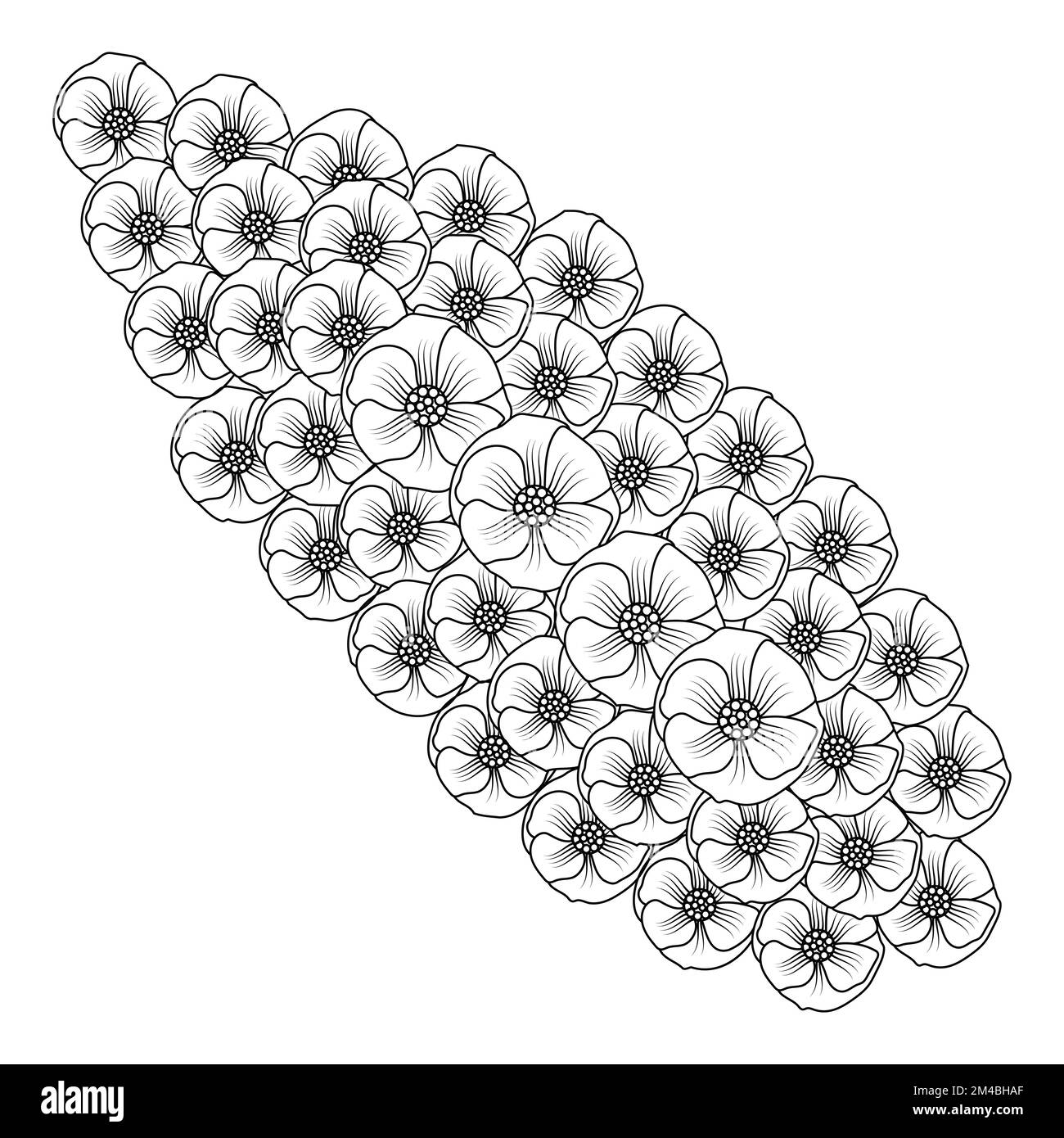 papavero fiori fiore colorazione libro pagina linea arte disegno di grafica vettoriale Illustrazione Vettoriale