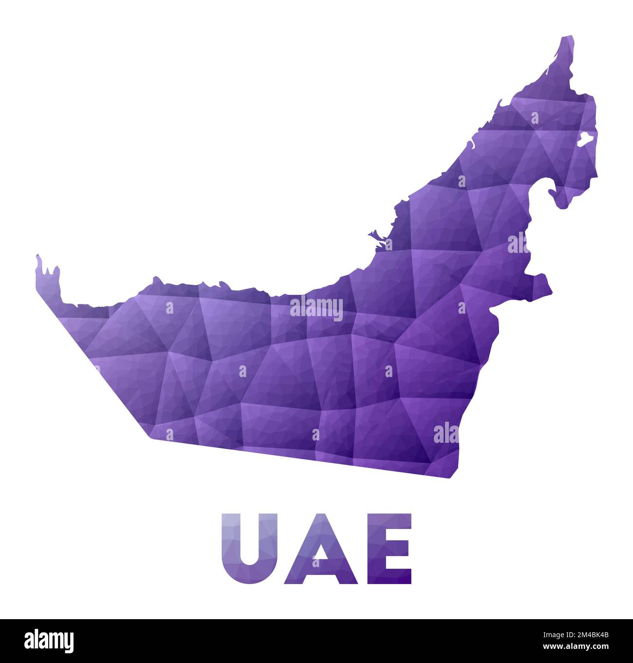Mappa degli Emirati Arabi Uniti. Illustrazione poly bassa del paese. Design geometrico viola. Illustrazione del vettore poligonale. Illustrazione Vettoriale