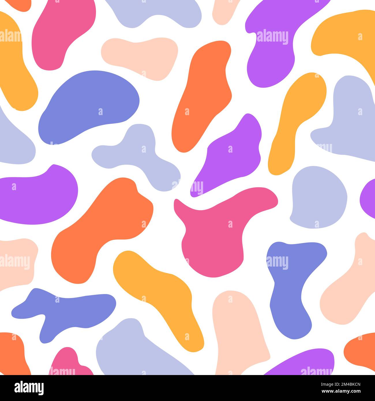 Forma liquida astratta modello senza cuciture. Terrazzo sfondo colorato. Ciottoli fluidi organici forme futuristiche dinamiche. Coprire la carta da imballaggio in tessuto Illustrazione Vettoriale