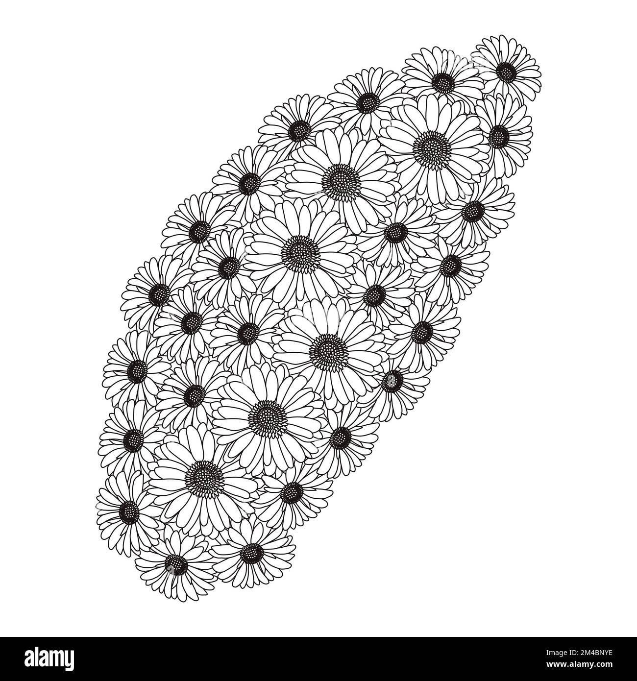 fiore colorazione pagina disegno a mano linea arte di fiore nero con disegno decorativo per la stampa Illustrazione Vettoriale