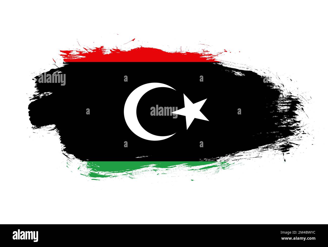 Bandiera di libia su sfondo bianco pennello tratto Foto Stock