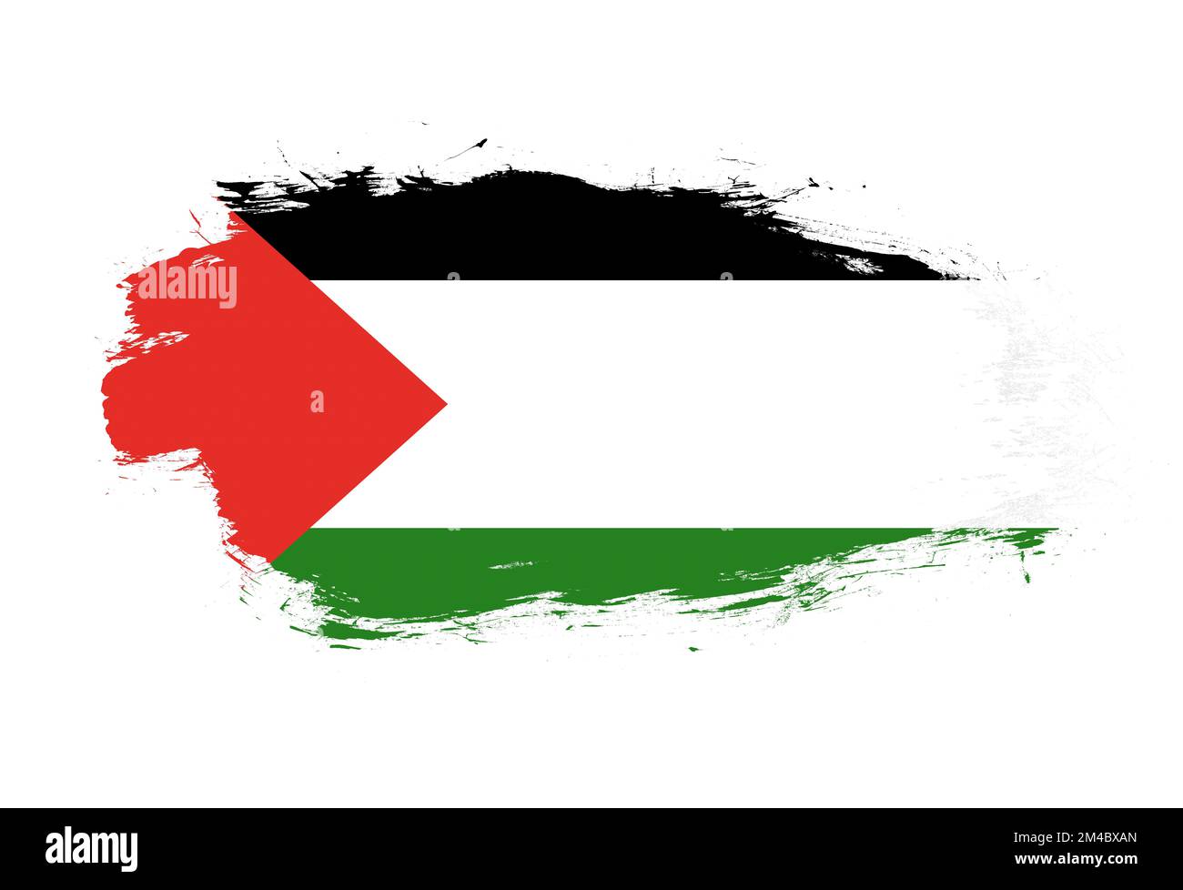 Bandiera della palestina sullo sfondo bianco del pennello Foto Stock