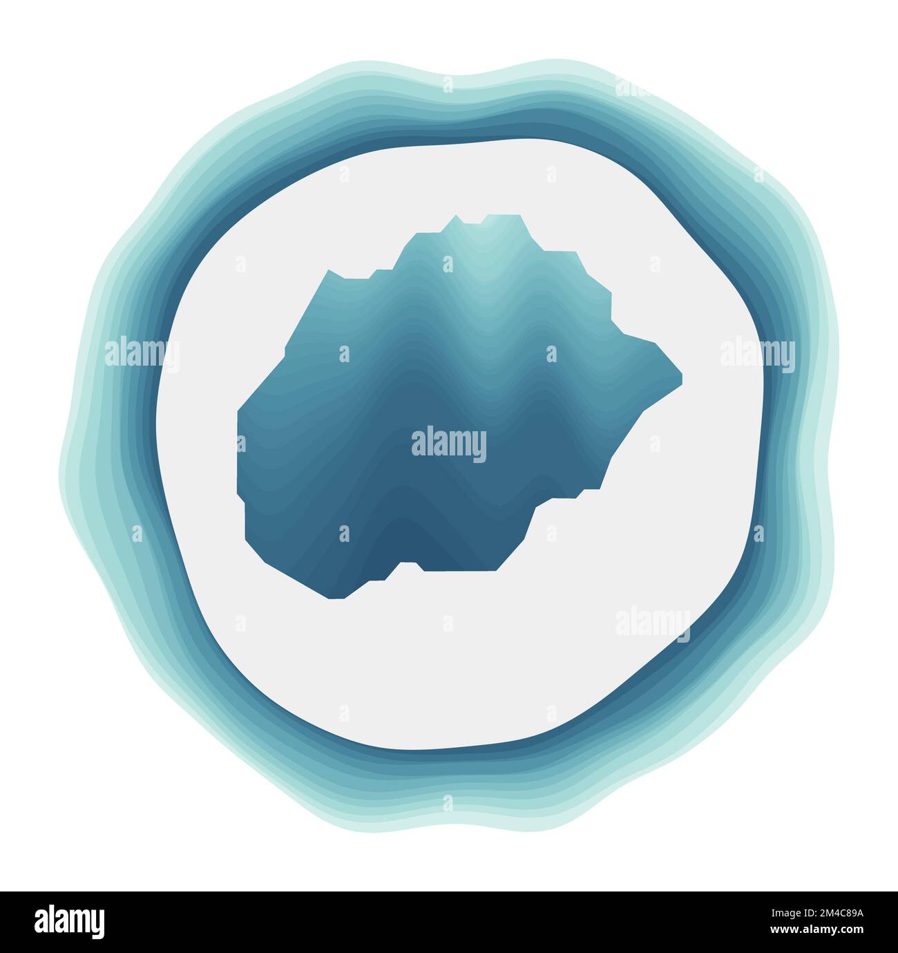 Logo Alegranza. Distintivo dell'isola. Segno circolare a strati intorno alla forma del bordo Alegranza. Bella illustrazione vettoriale. Illustrazione Vettoriale