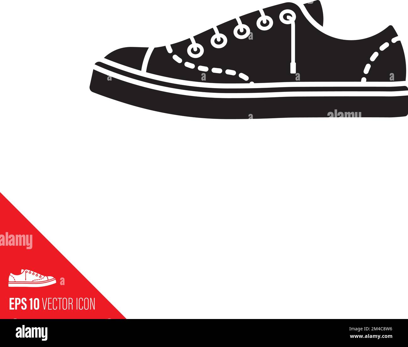 Plimsoll scarpa o sneaker vettore glyph icona. Simbolo della calzatura. Illustrazione Vettoriale