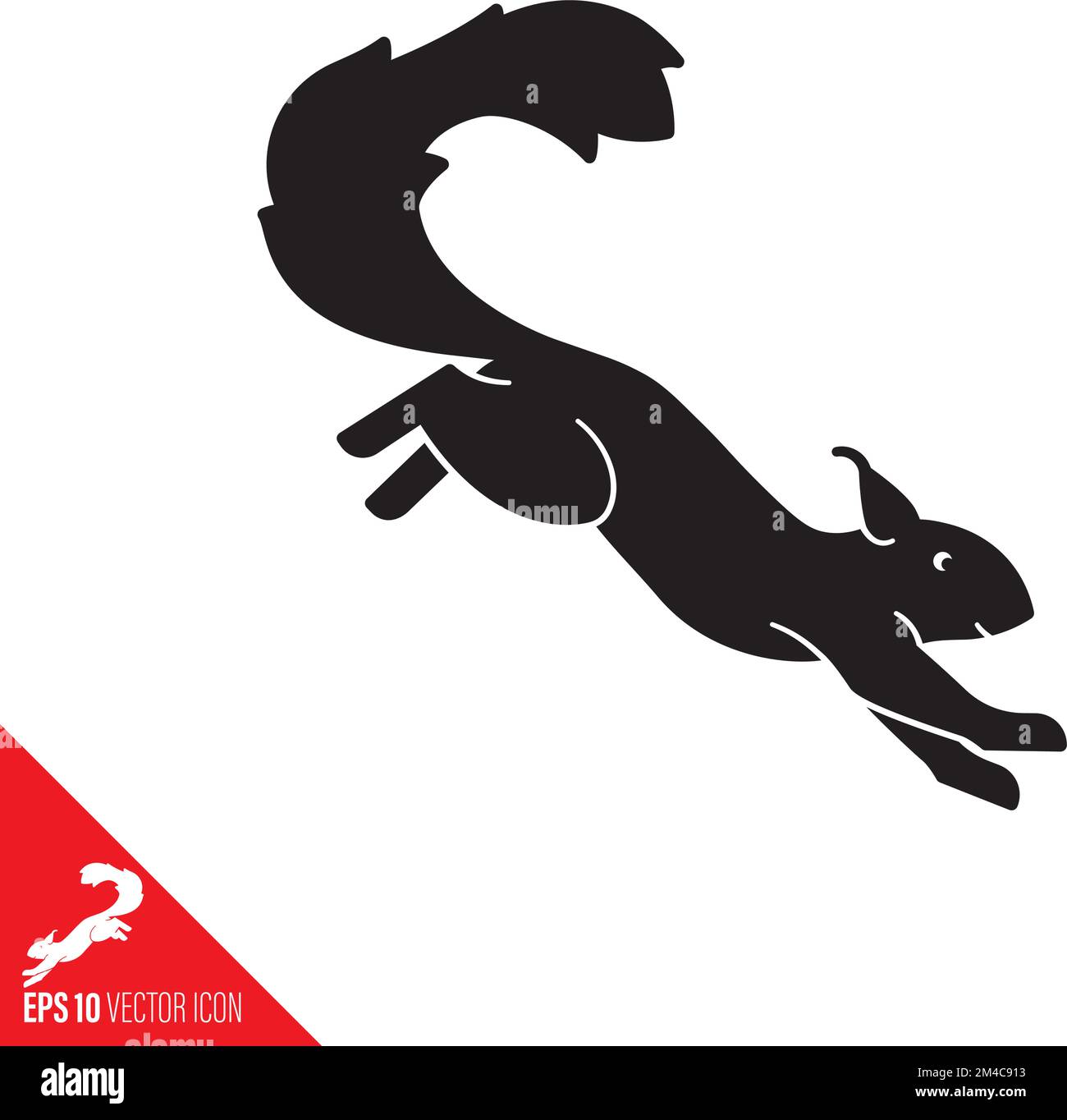 Icona di glyph scoiattolo saltando. Carino simbolo vettore roditore. Illustrazione Vettoriale