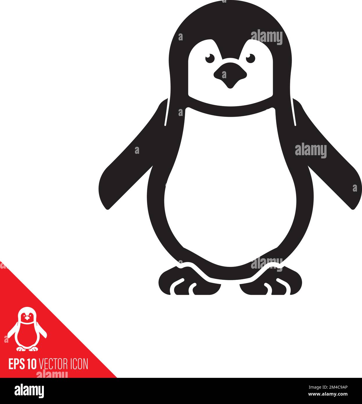 Icona vettore pinguino bambino. Simbolo glifo specie in pericolo di estinzione. Illustrazione Vettoriale