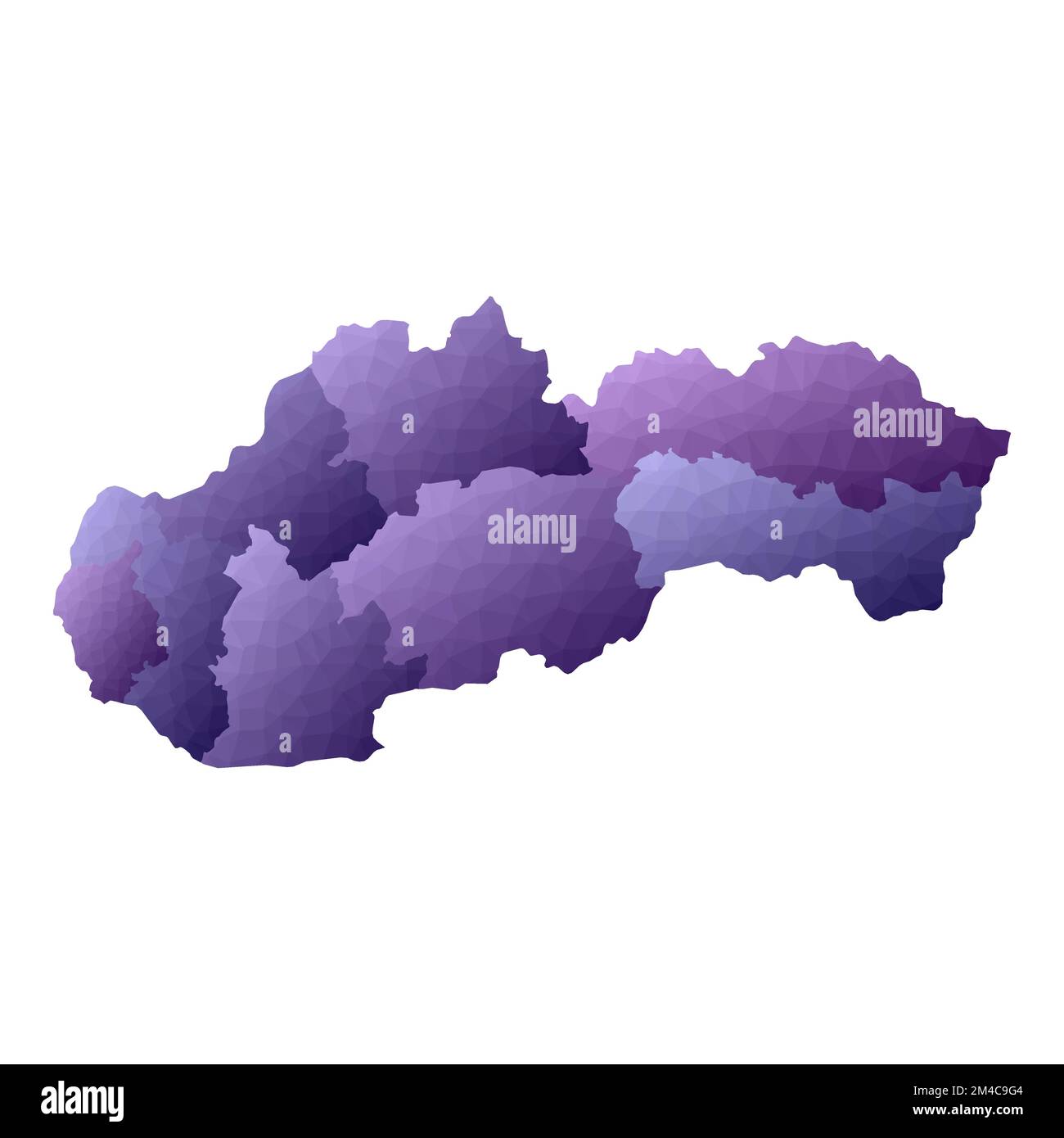 Mappa della Slovacchia. Stile geometrico contorno paese. Impressionante illustrazione vettoriale viola. Illustrazione Vettoriale