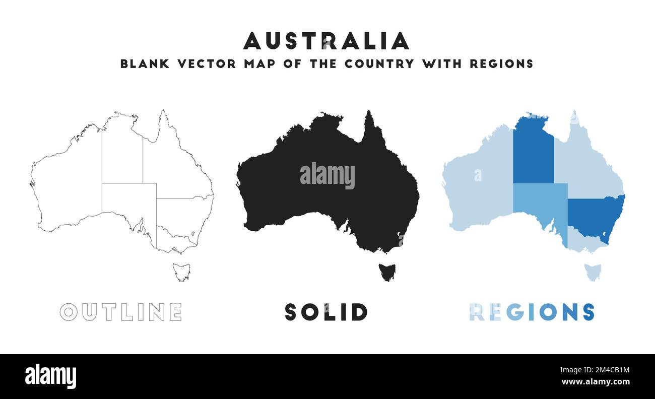 Mappa dell'Australia. Confini dell'Australia per la vostra infografica. Forma del paese vettoriale. Illustrazione vettoriale. Illustrazione Vettoriale